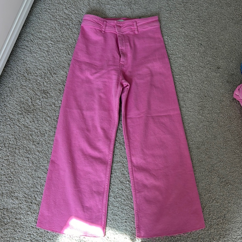 Zara Pink Flare & Wide Leg Jeans